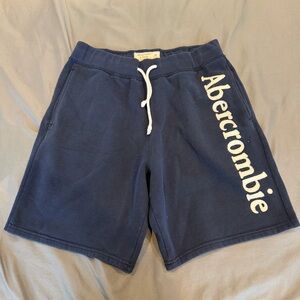 Vintage Y2K Abercrombie & Fitch Navy Sweat Shorts Size Medium Puff Lettering